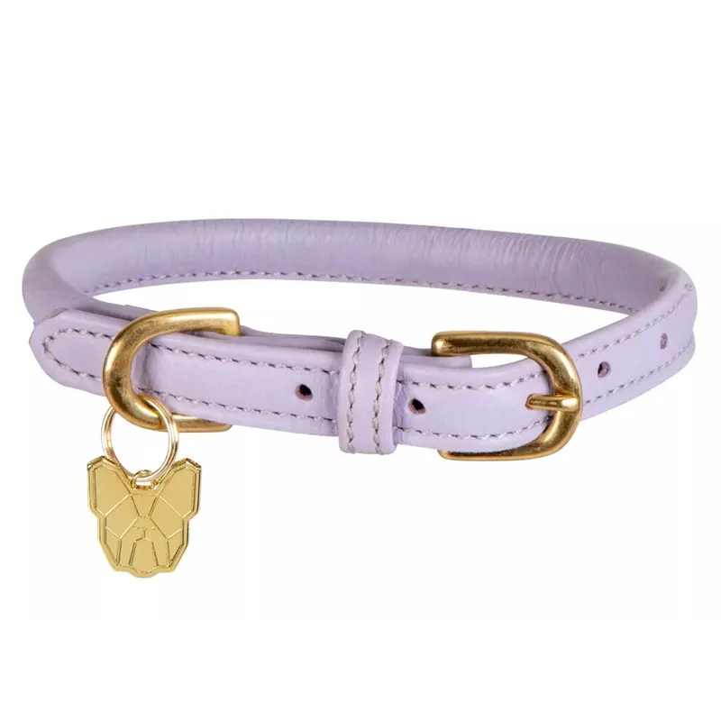 Digby & Fox Purple (Xl - Neckline: 58Cm-64Cm, Lilac) Rolled Leather Buckle Dog Collar