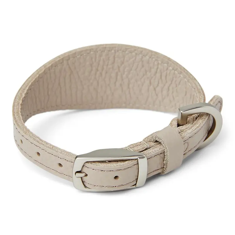 Noble Handcrafted Wide Leather Dog Collar Putty X Small