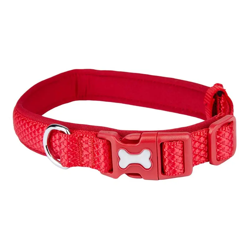 Pets At Home Design Woven Padded Dog Collar Red Medium