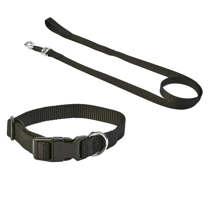 Pets Essentials Dog Collar And Lead Set Black Small/Medium