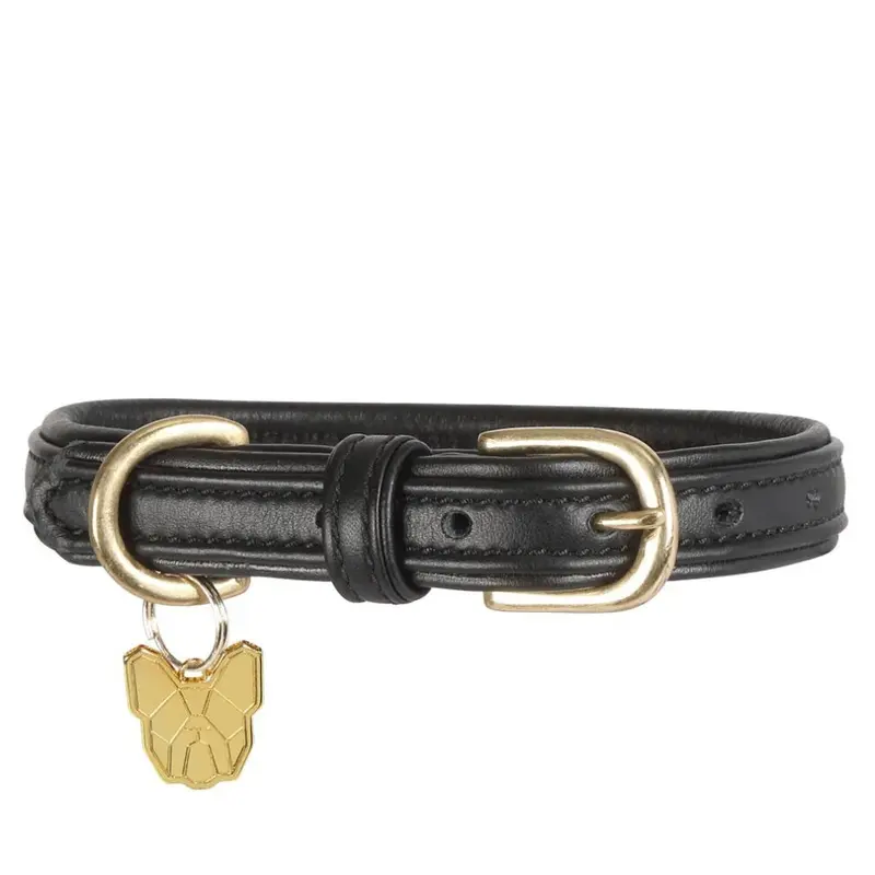 Digby & Fox Black (Xs - Neckline: 29Cm-34Cm, ) Leather Padded Dog Collar