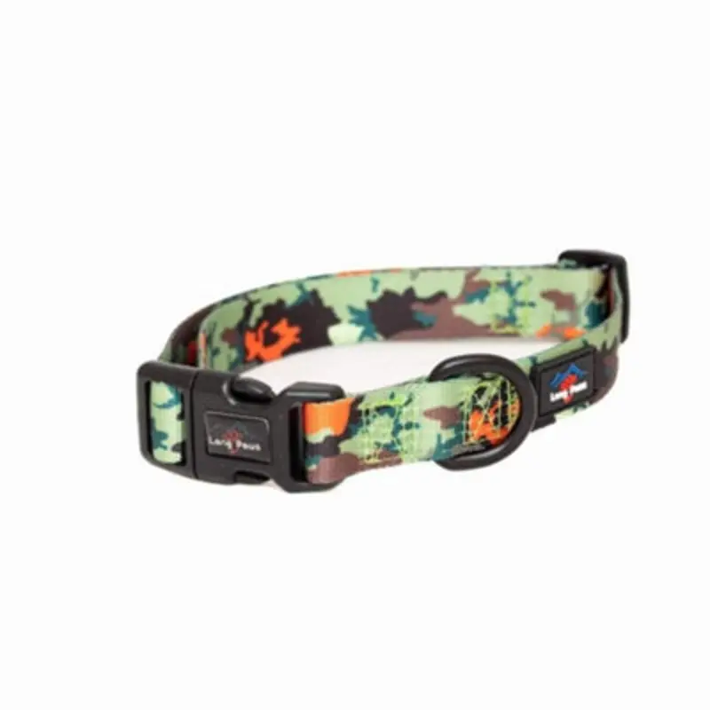 Long Paws Lp Earth Friendly Trig Point Collar-Citrus Army Camo Large