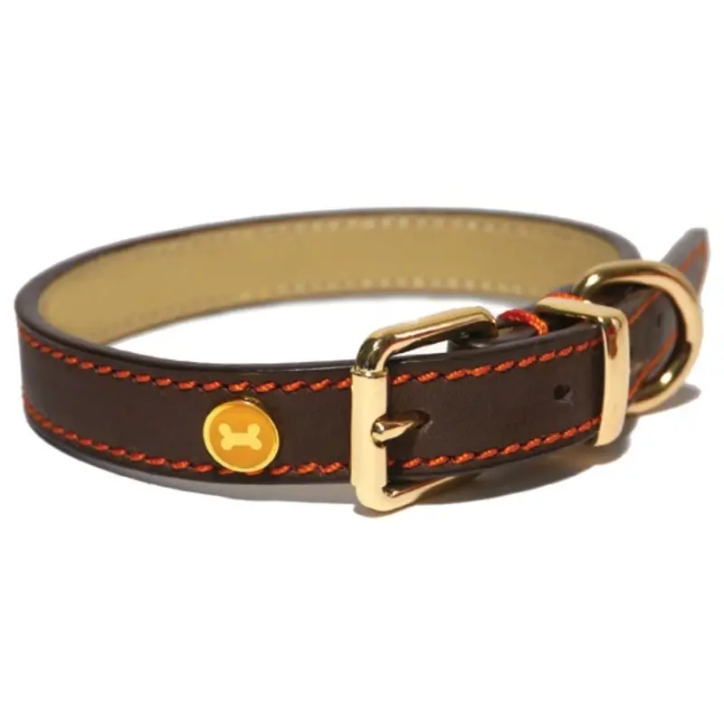 Rosewood Luxury Leather Dog Collar - "-26" Brown Size 22