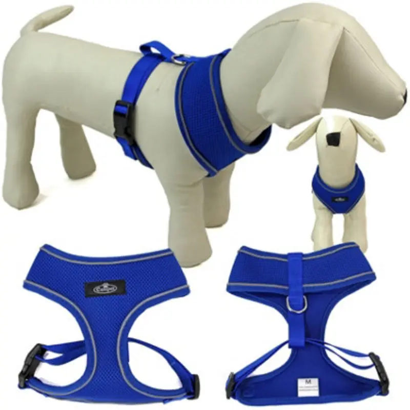 B&Q Dog Harness Puppy Pet Comfortable Mesh Breathable Adjustable Reflective Xl Blue