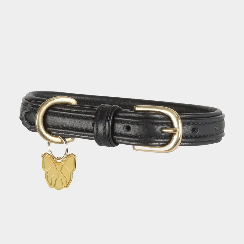 Digby & Fox Unisex Padded Leather Dog Collar, Black Small