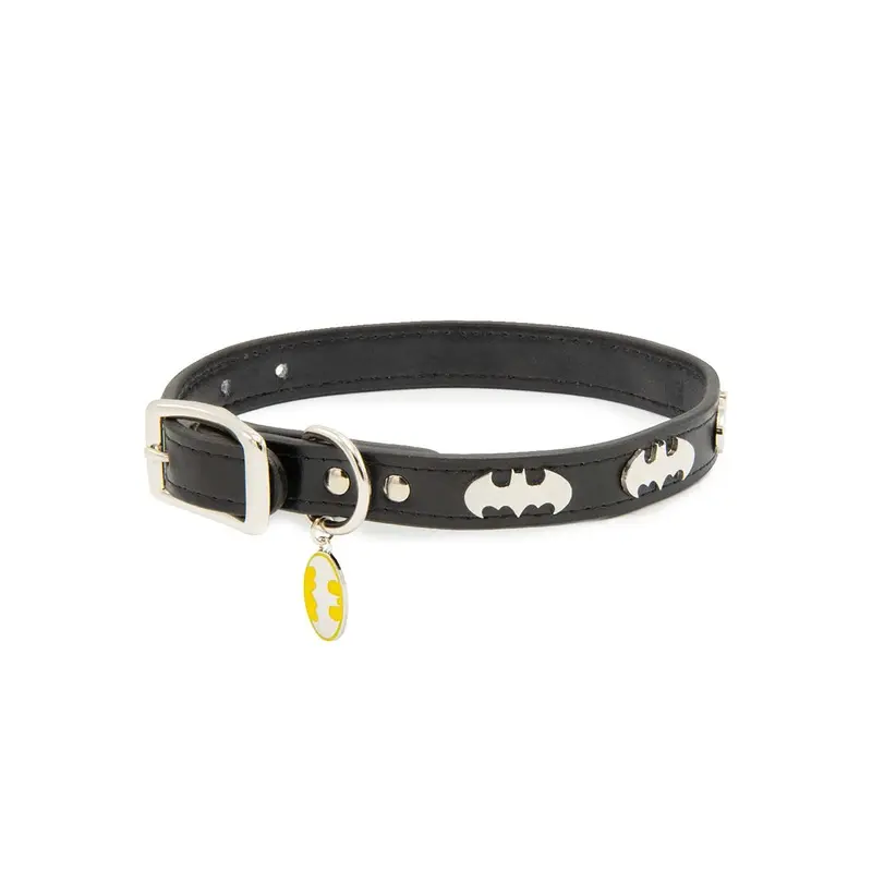 Black Batman with Bat Signal Embellishments Vegan Dog Collar