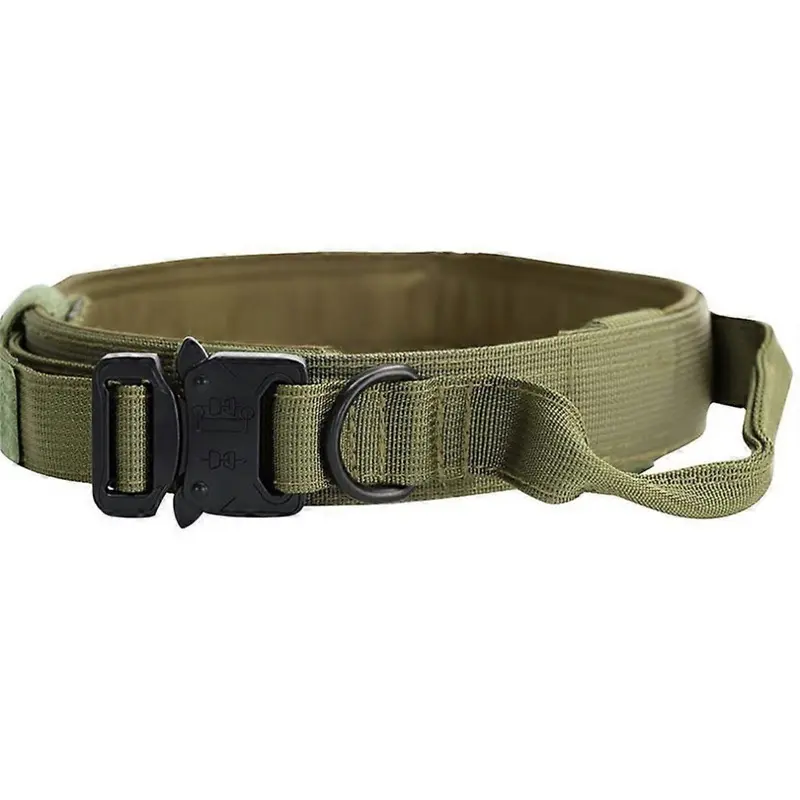 Green (M, Army ) Pet Dog Cat Nylon Collar Military Collar Thick Training Buckle Collar