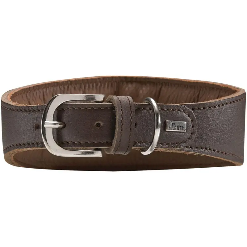New Hunter Super Soft Leather Padded Greyhound Collar (S-M) Dark Brown 62508 Size 47