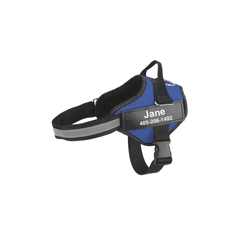 New Greenzech (Blue) Personalized Dog Harness Reflective Adjustable Pet Vest Blue