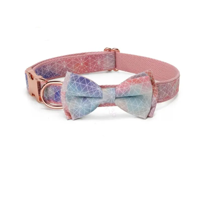 (M, #1) Personalized Dog Collar Bow Tie Engraved Custom Id Tag Name / Number Plaid Small
