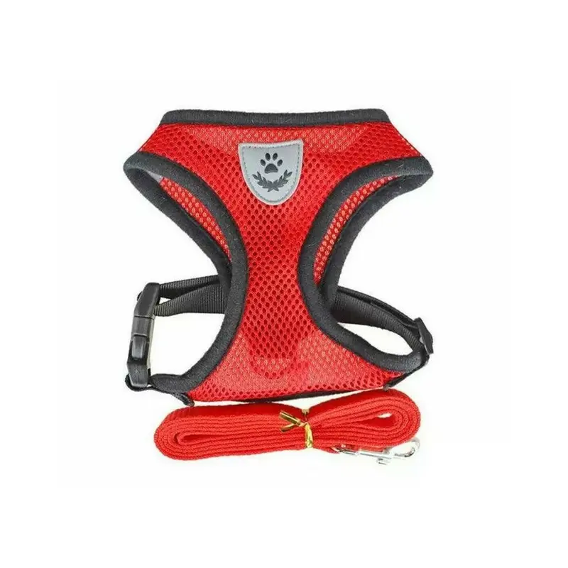 Deyaah Red Xl Size Pet Dog Cat Puppy Soft Leash Vest Mesh Breathe Adjustable Harness