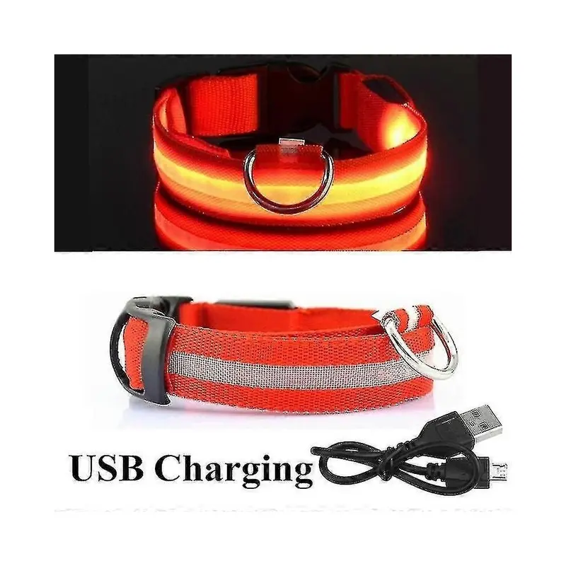 Kikidex Blue (Red Usb, Adjustable Luminous Led Glowing Safety Dog Collar Extra Large