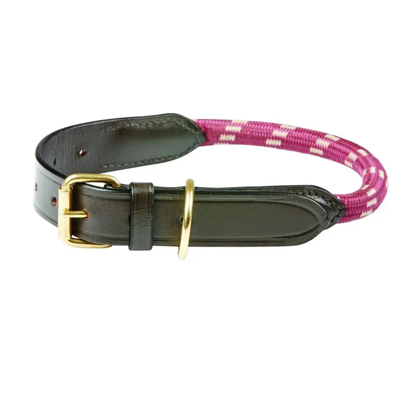 New Weatherbeeta (S, ) Rope Leather Dog Collar Burgundy/Brown