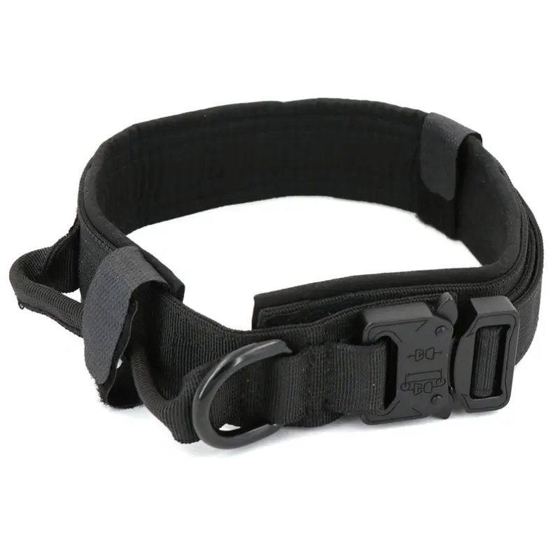 Hod Pets Black (, L (43-50Cm)) Adjustable Military Tactical Dog Collars With Handle