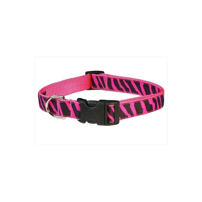Sassy Dog Wear Pink Zebra-4-C Zebra Dog Collar, - Large
