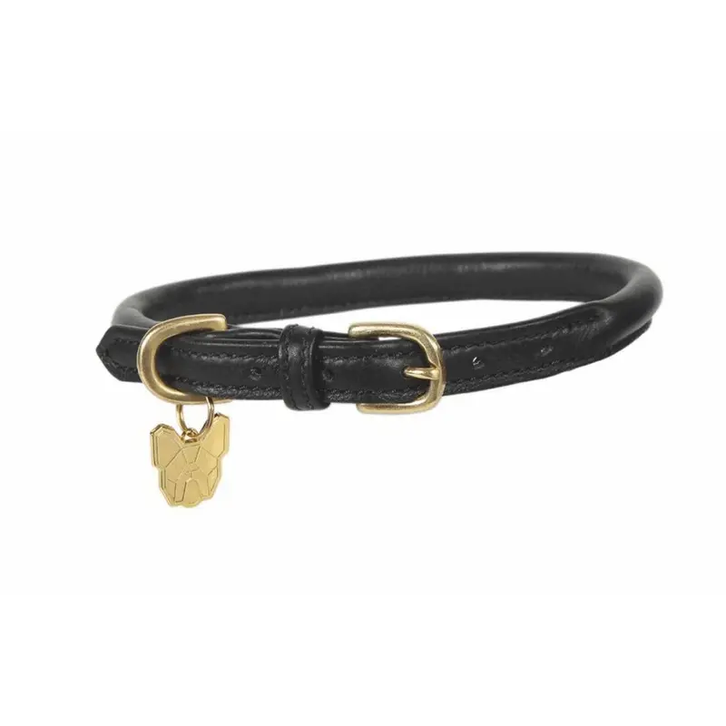 Digby & Fox Black (Xxl - Neckline: 65Cm-70Cm, ) Rolled Leather Buckle Dog Collar