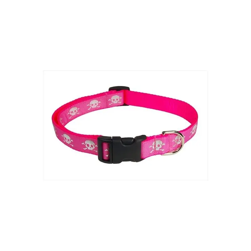 Fly Free Zone,Inc. Pink Skull Print Dog Collar, - Large