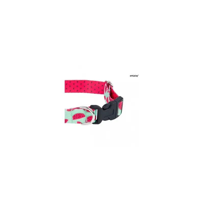 Multicoloured Amiplay Be Happy Adjustable Dog Collar - Watermelon -50Cm Large