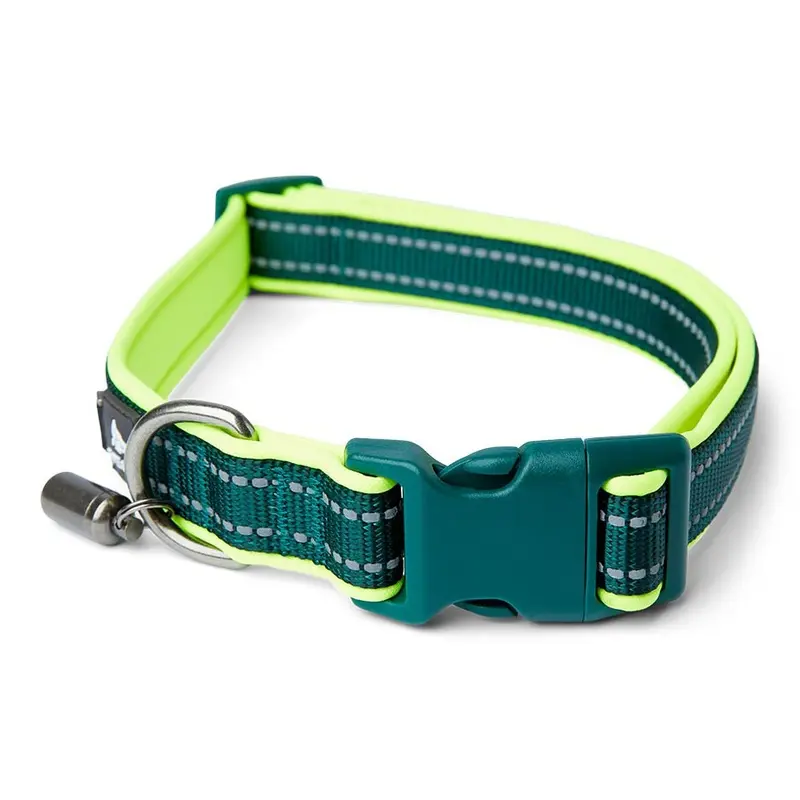 3 Peaks Padded Dog Collar Green Medium