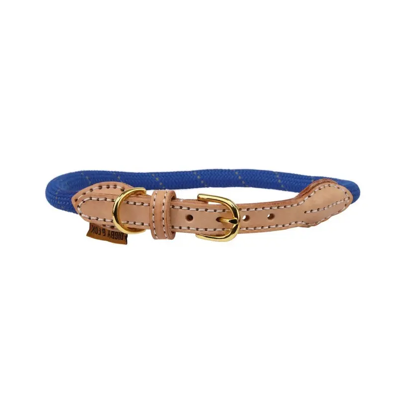 Digby & Fox Blue (L - Neckline: 46Cm-56Cm, Royal ) Reflective Leather Dog Collar