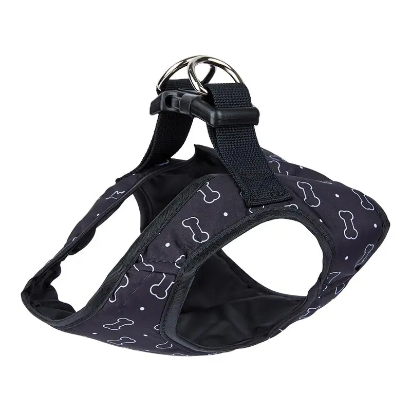 Pets At Home Bone Print Vest Dog Harness Black X Small