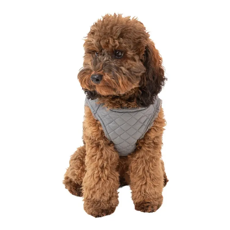 Pets At Home Quilted Shearling Vest Dog Harness Grey Medium