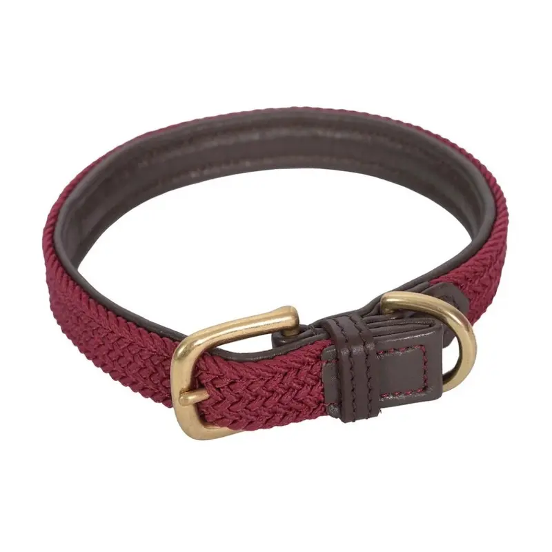 Weatherbeeta Brown (Xl, /Maroon) Plaited Leather Dog Collar