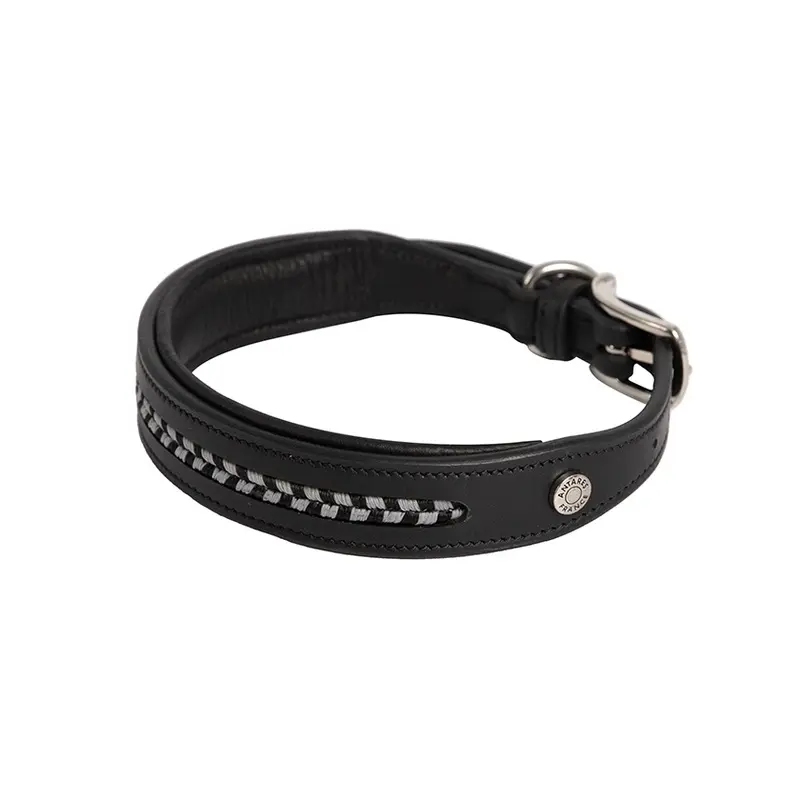 Antars Noir Leather Dog Collar Small