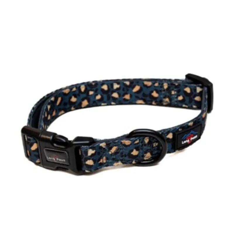 Long Paws Green/Gold - Funk The Dog Collar-Leopard Large