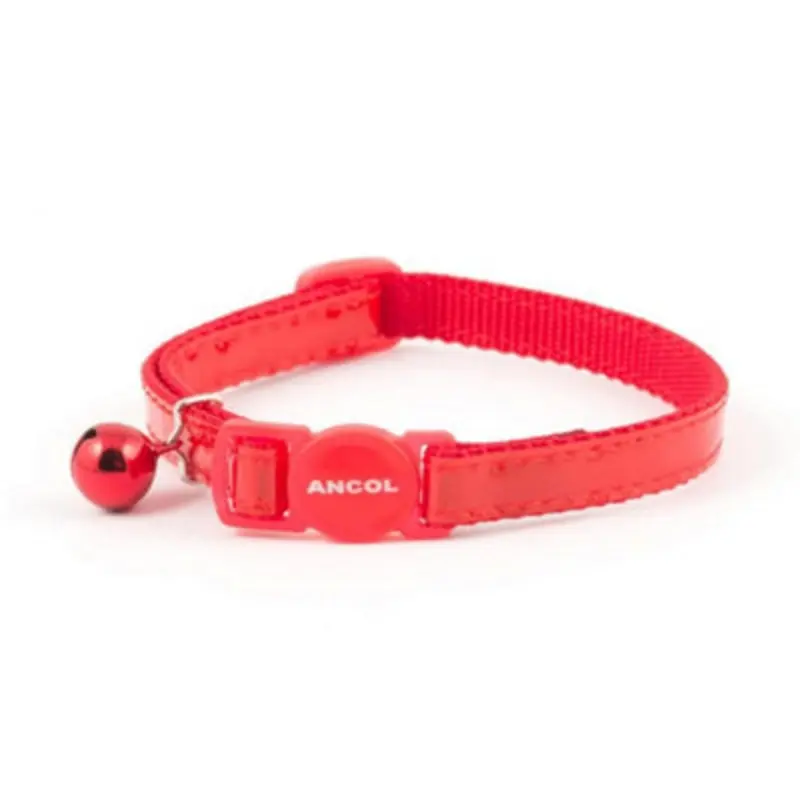 Ancol Safety Buckle Cat Collar Gloss Reflective (Pack Of 3) Red