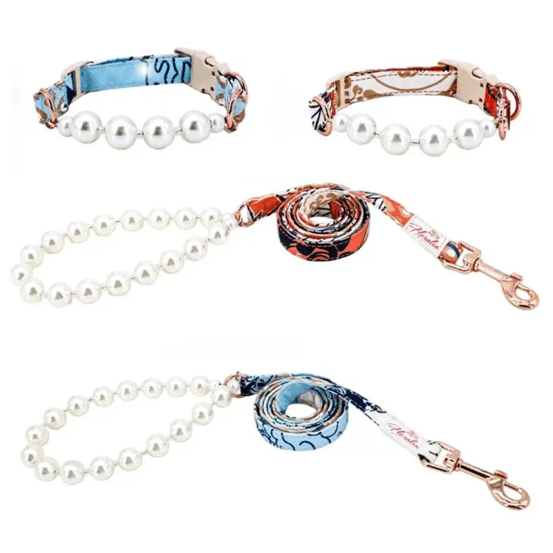 Arkika Orange Floralia Idyllic Leash & Collar Set | Color: | : Large