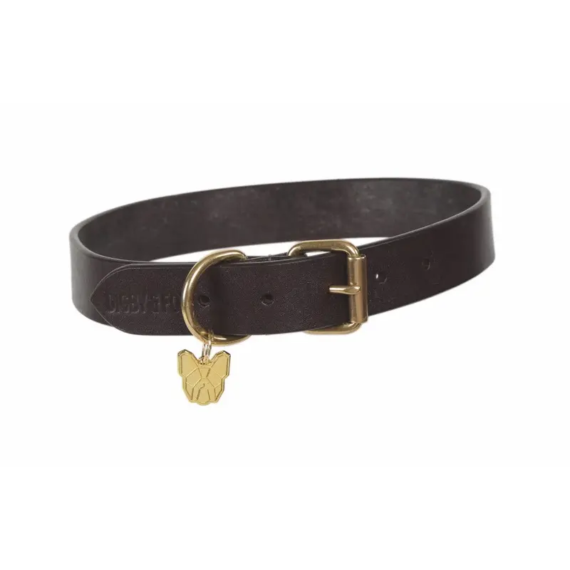 Digby & Fox Brown (Xxxs - Neckline: 5.5In-8.5In, ) Flat Leather Dog Collar