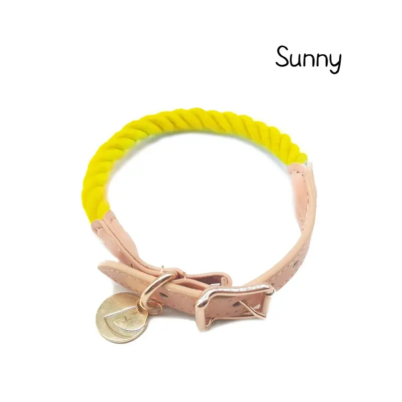 Tinklylife Sunny Rope & Leather Collar | Color: | : Small