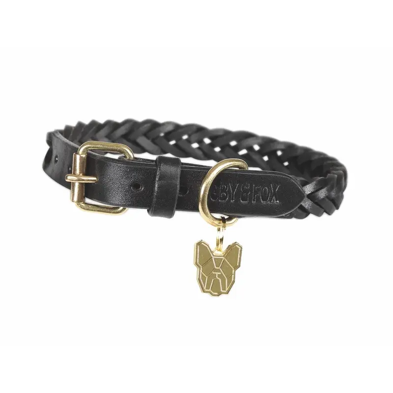 Digby And Fox Plaited Dog Collar - Black Large