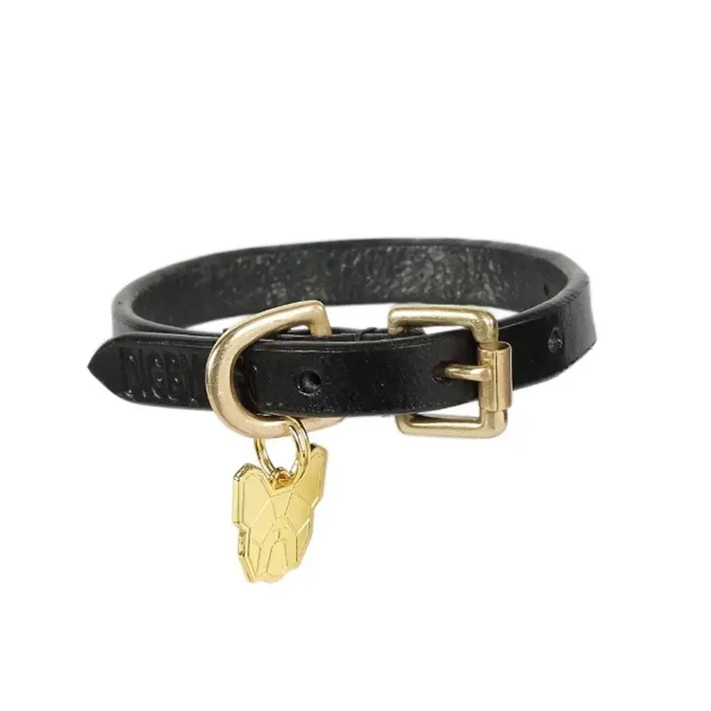 Digby & Fox Unisex Black Digby And Fox Flat Leather Dog Collar Xx Large