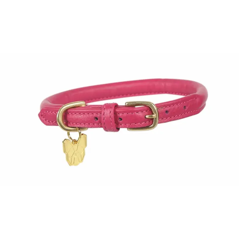 Digby & Fox Unisex Pink Digby And Fox Rolled Leather Dog Collar Extra Large