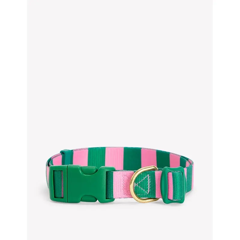 Girls Green/Pink Dog Collar- Stripe Boden Medium