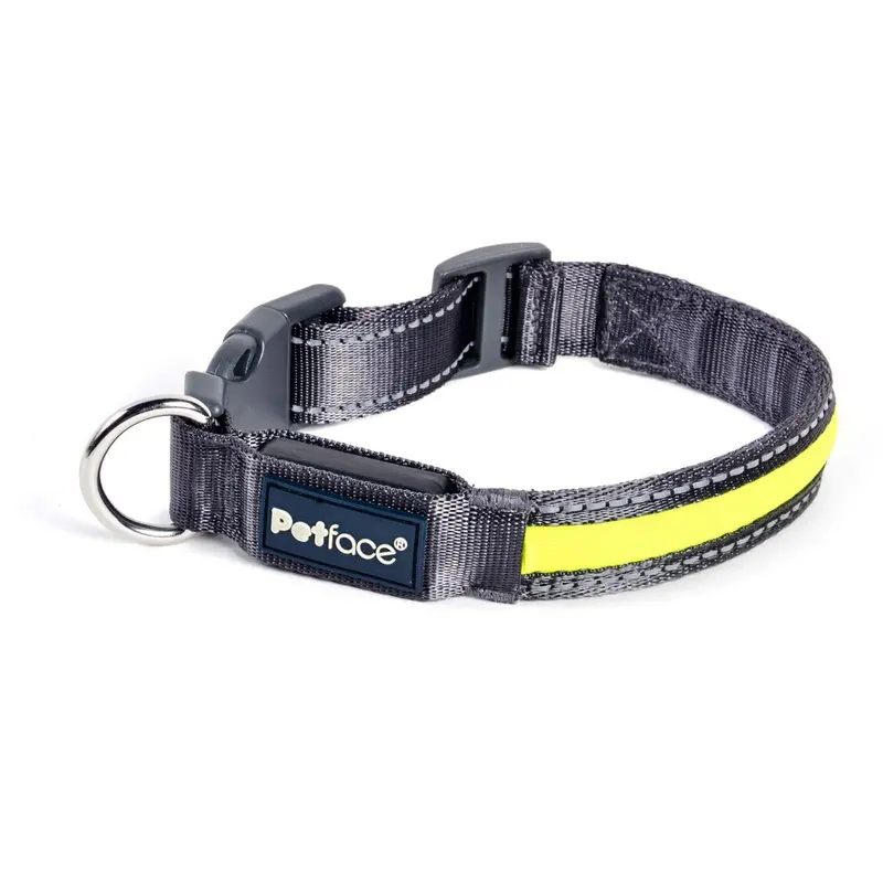Petface (Outdoor Paws by Petface) Flashing Yellow Reflective Dog Collar, Medium