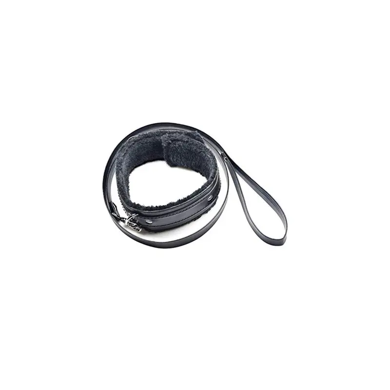 Hxiu Black General Faux Leather Soft Padded Choker Collar With Detachable Leash (Thin)