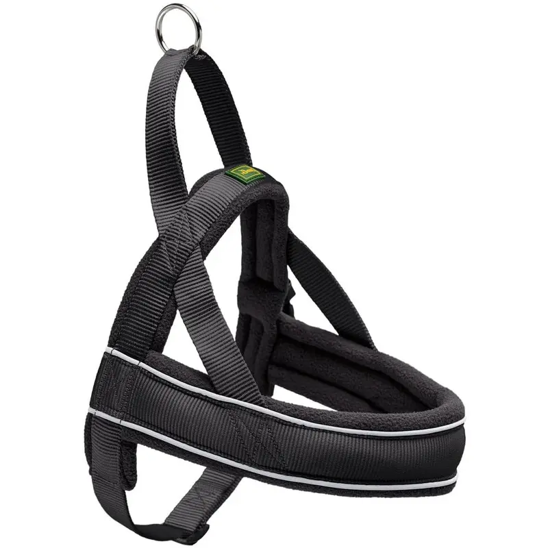 Hunter Racing Norwegian harness for dogs, nylon, reflective, coat-friendly, Black, S