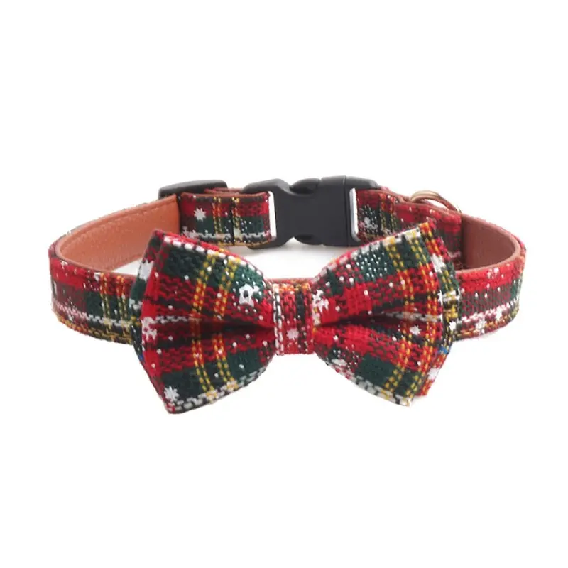 Red (, S) Christmas Pet Collar Necktie With Adjustable Bow For Holidays
