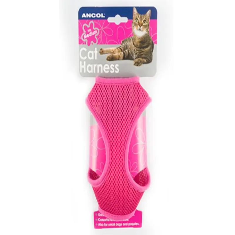 Ancol Soft Nylon Cat Harness - Pink Medium