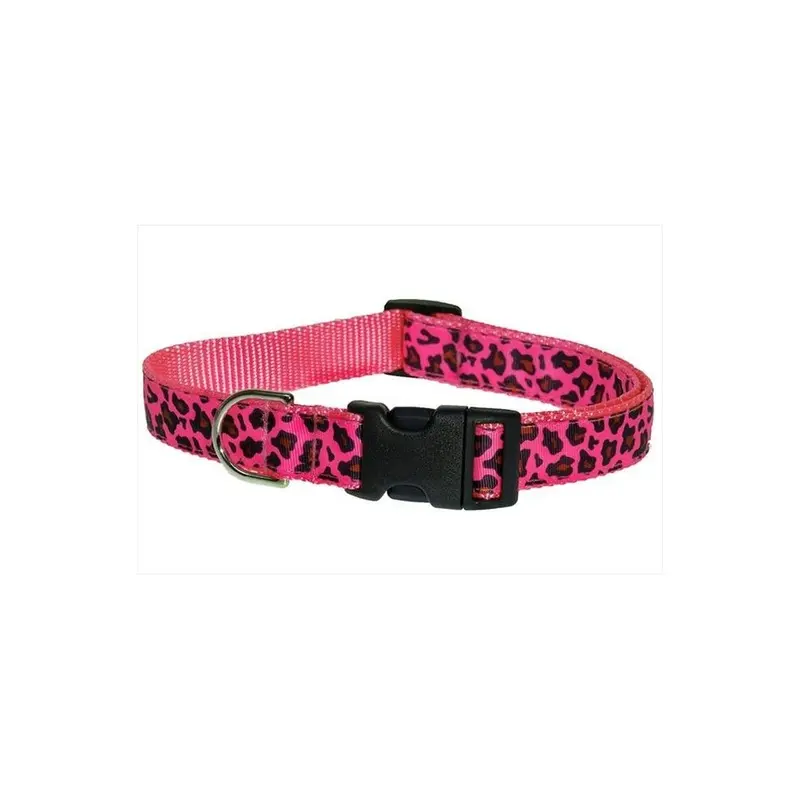 Sassy Dog Wear Pink Leopard-Fruit Punch4-C Leopard Dog Collar, - Large