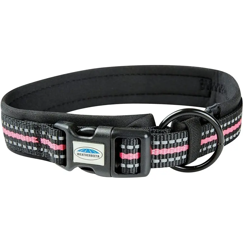 Weatherbeeta Black/Pink (L, ) Reflective Dog Collar