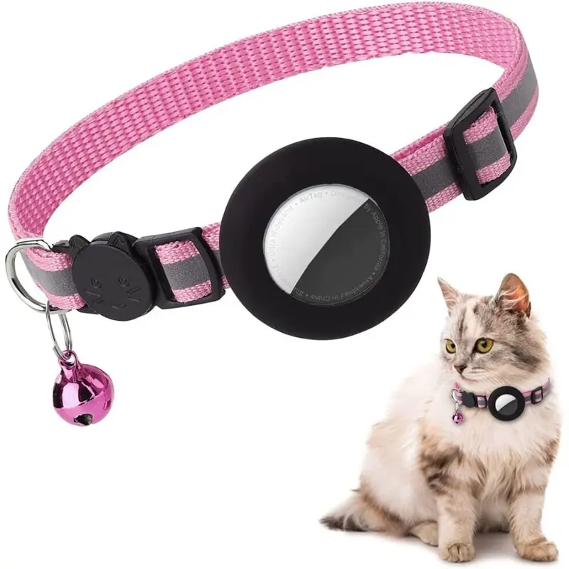 Cat Collar Pink (Pink) 3/8" Wide, With Bell And Safety Buckle Size 3