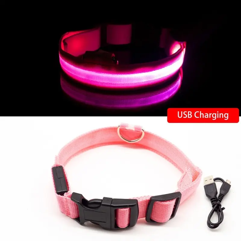 Greenzech Pink (Pink) Usb Charging Dog Collar Anti-Lost/Avoid Car Accident For Puppies