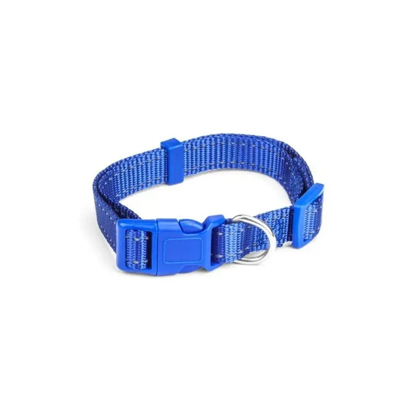Reincarnation Blue Adjustable Reflective Dog Collar Medium