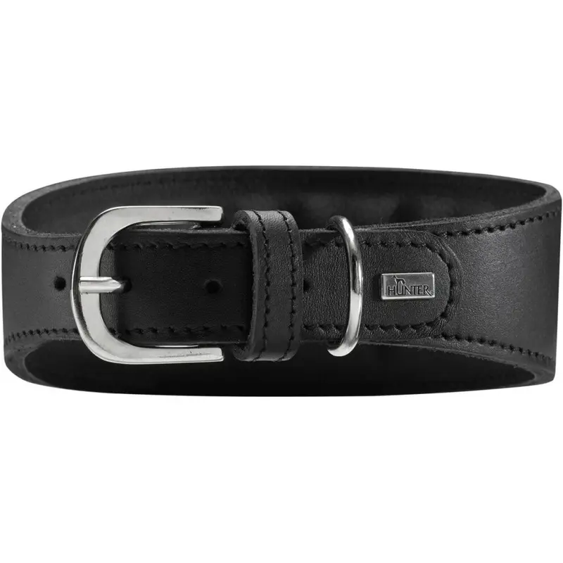 Hunter Black Super Soft Leather Greyhound Collar, Padded (S), Size 42