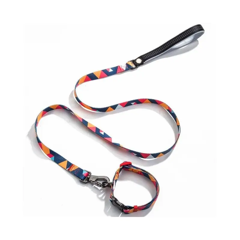 Pet Wiz - 1M Long Lead) Geometric Dog Collar & Lead With Gift Box Medium