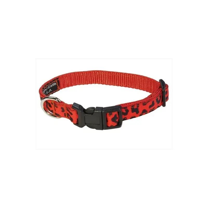 Sassy Dog Wear Orange Leopard-1-C Leopard Dog Collar, - Extra Small